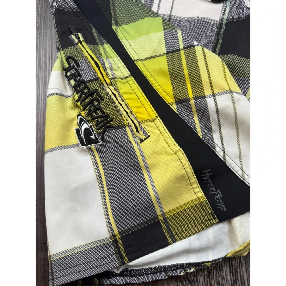 ONeill Superfreak Mens Plaid Board Shorts Blue Yellow Green Size 34 11106412